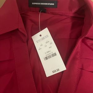 Express Red Satin Shirt Size XS